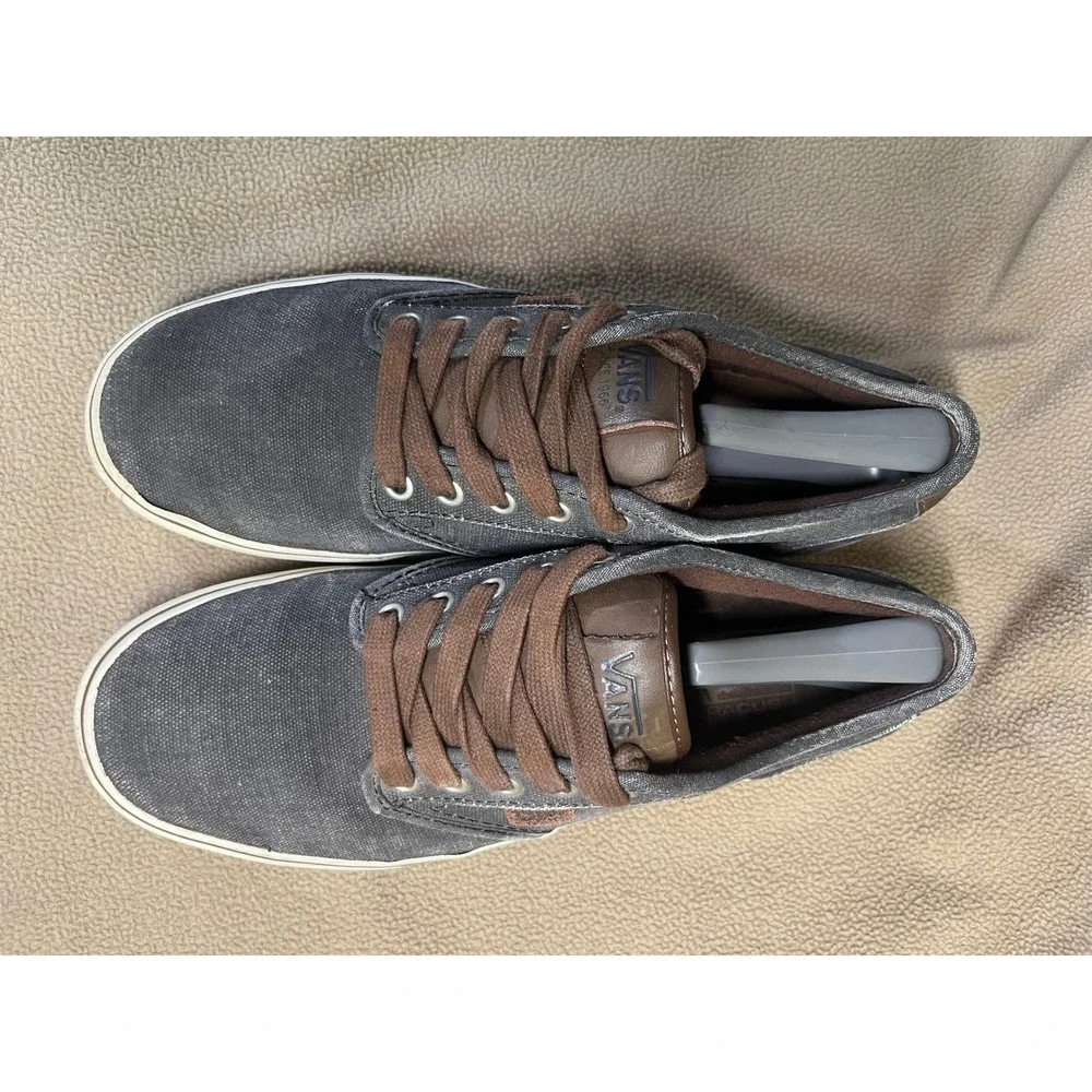 Vans Off The Wall Mens 9 Charcoal Grey Brown‎ Canvas Low Top Skate Shoes